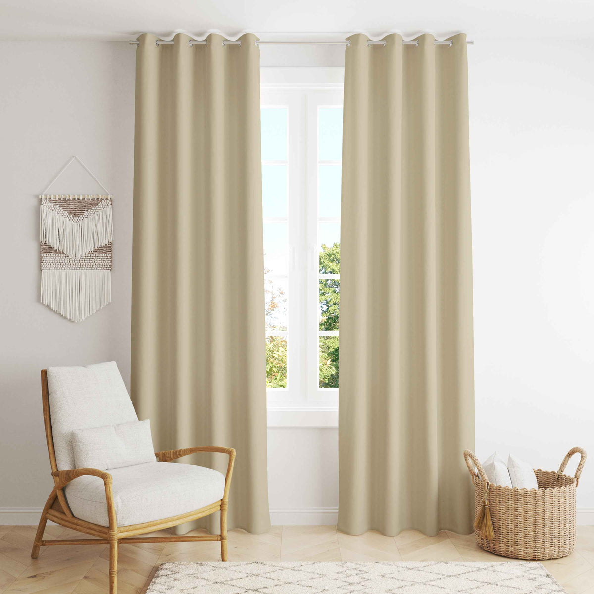 Room Darkening Thermal Insulated Eyelet Noise Reducing Blackout Curtain