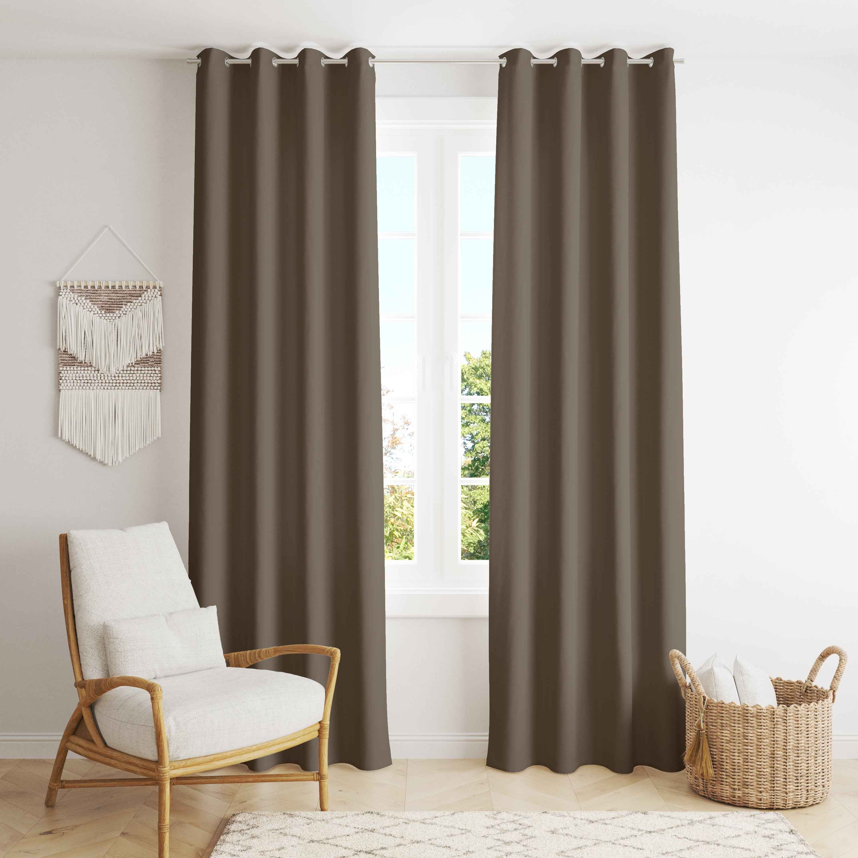 Room Darkening Thermal Insulated Eyelet Noise Reducing Blackout Curtain