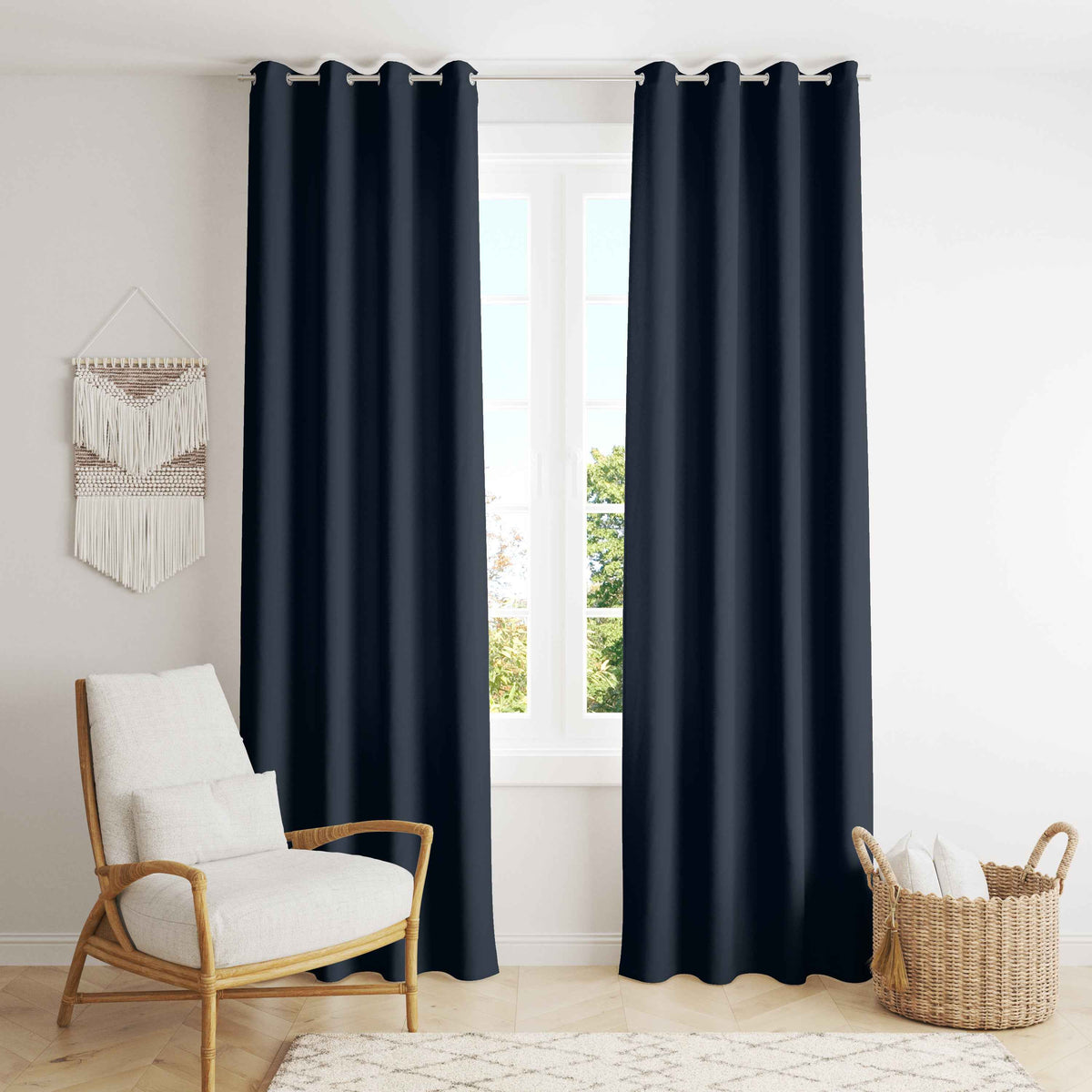 Room Darkening Thermal Insulated Eyelet Noise Reducing Blackout Curtain