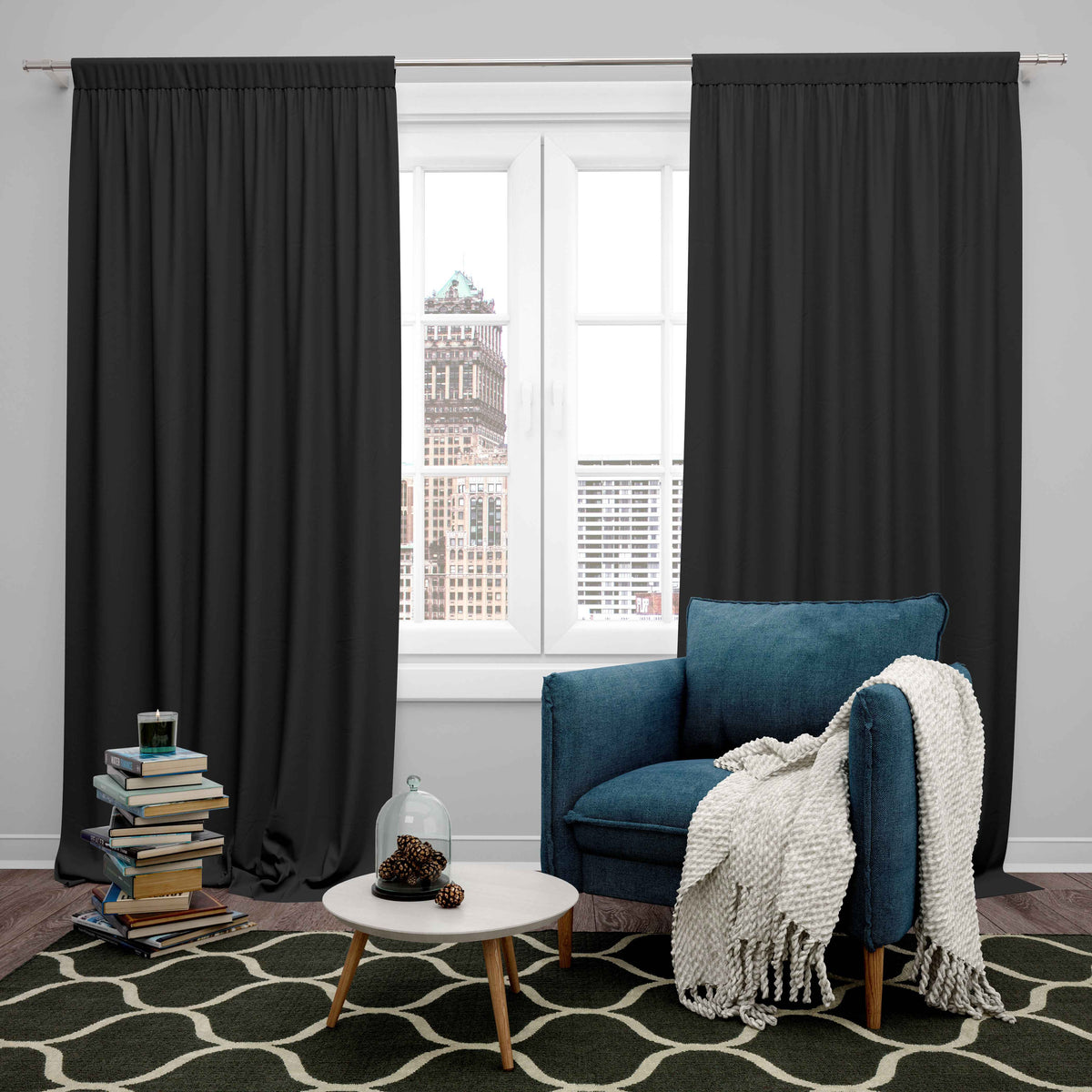 Room Darkening Thermal Insulated Rod Pocket Noise Reducing Blackout Curtain