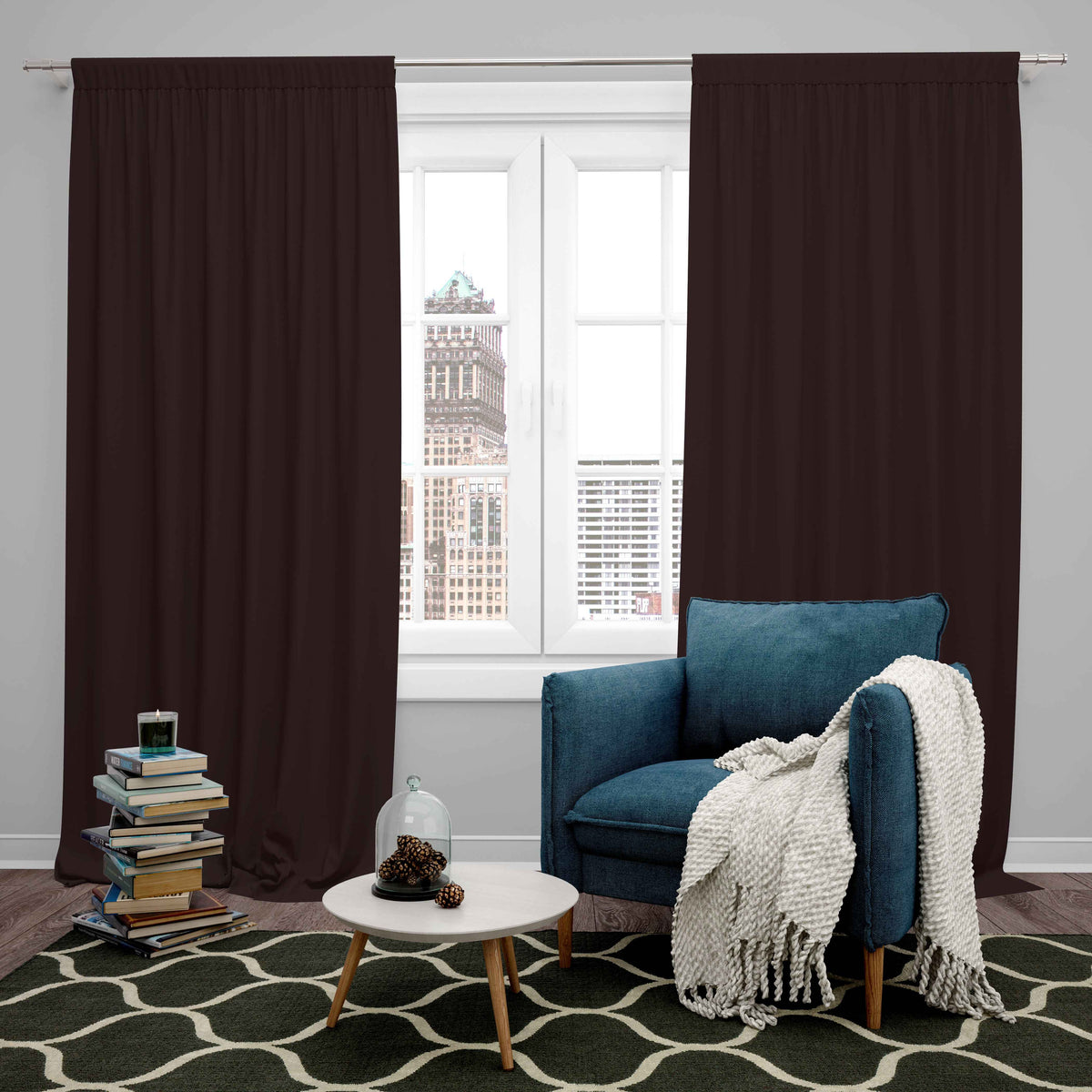 Room Darkening Thermal Insulated Rod Pocket Noise Reducing Blackout Curtain
