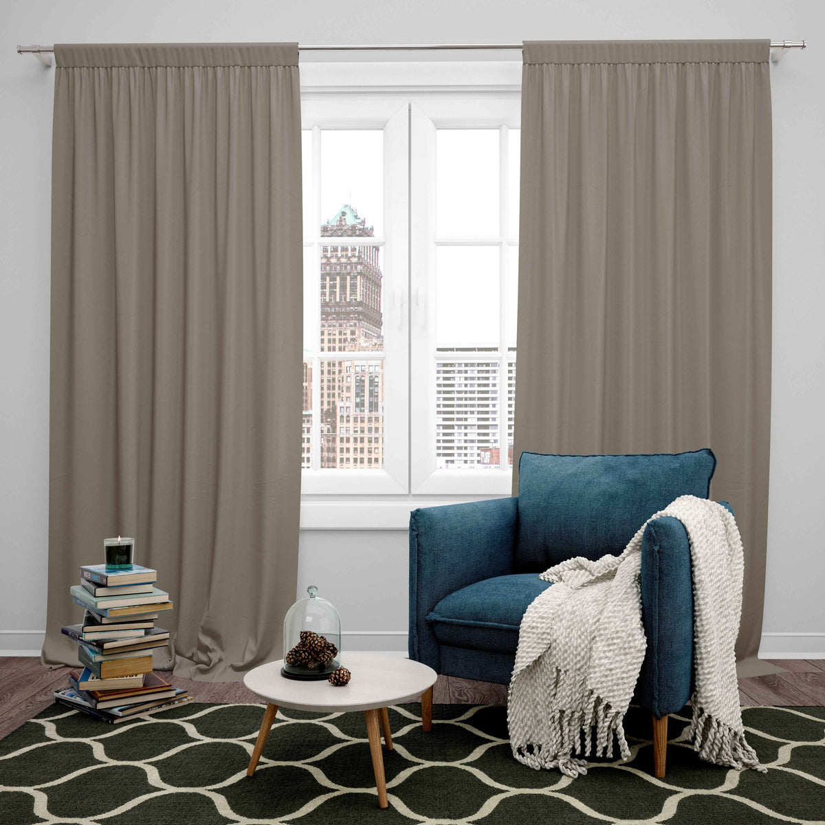 Room Darkening Thermal Insulated Rod Pocket Noise Reducing Blackout Curtain