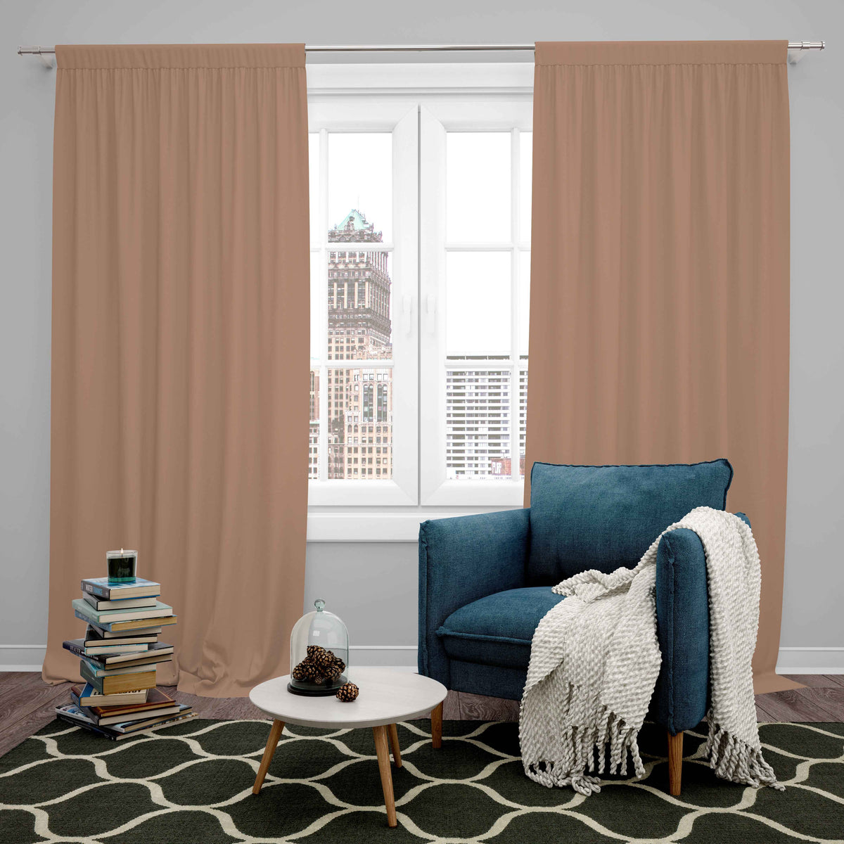 Room Darkening Thermal Insulated Rod Pocket Noise Reducing Blackout Curtain