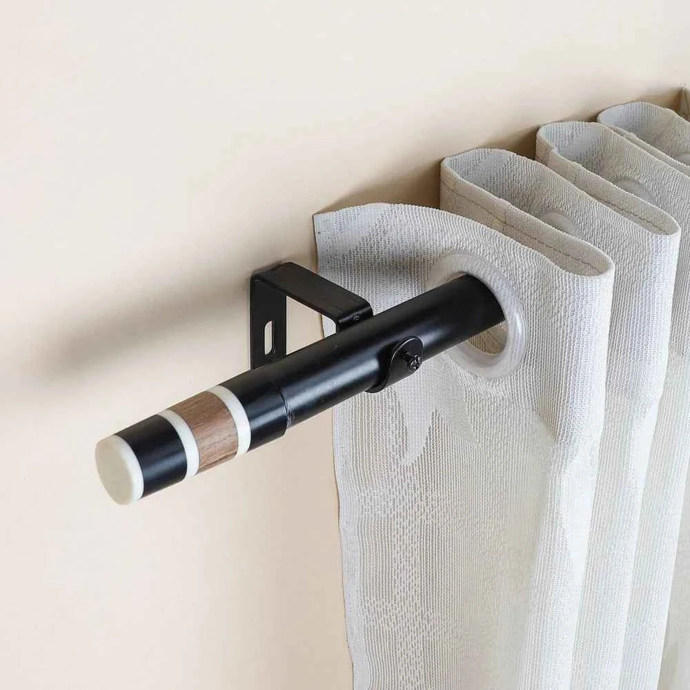 BW Wood Finial Extendable  Rod Black 19MM (Hardware Included)