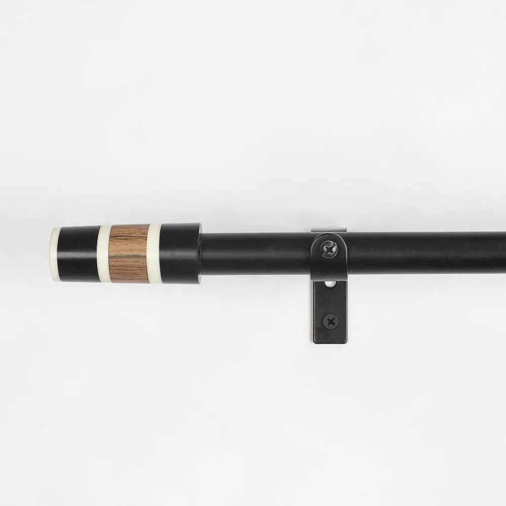 BW Wood Finial Extendable  Rod Black 19MM (Hardware Included)