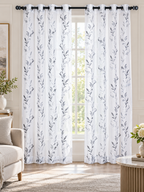 Parda Online White Silver Embroidered Sheer Tissue Curtains for Living Room & Bedroom, Set of 2