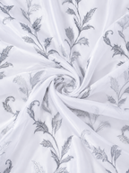 Parda Online White Silver Embroidered Sheer Tissue Curtains for Living Room & Bedroom, Set of 2