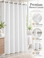 Parda Online Premium White Shower Curtain for Bathroom, Textured Fabric, Quick-Drying, Set of 2