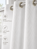 Parda Online Premium White Shower Curtain for Bathroom, Textured Fabric, Quick-Drying, Set of 2