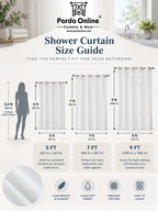 Parda Online Premium White Shower Curtain for Bathroom, Textured Fabric, Quick-Drying, Set of 2