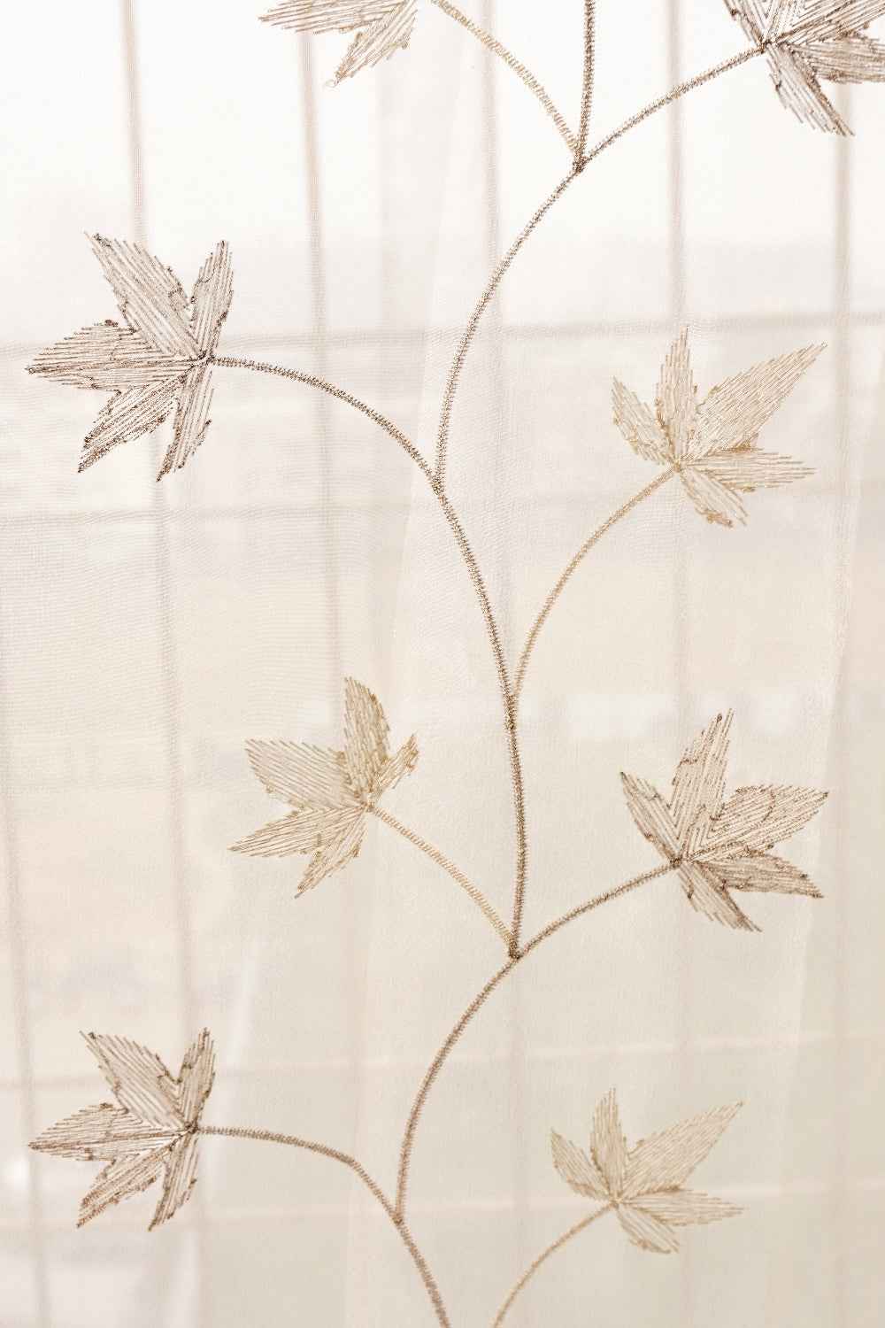 Sheer Tissue With Embroidery Flower Design Eyelet Window Curtain