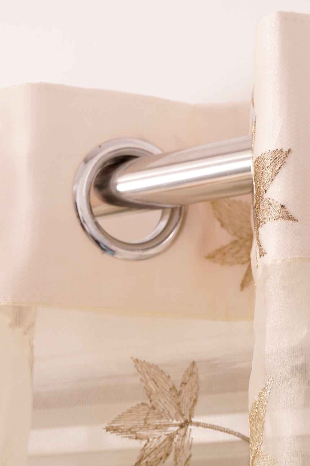 Sheer Tissue With Embroidery Flower Design Eyelet Window Curtain