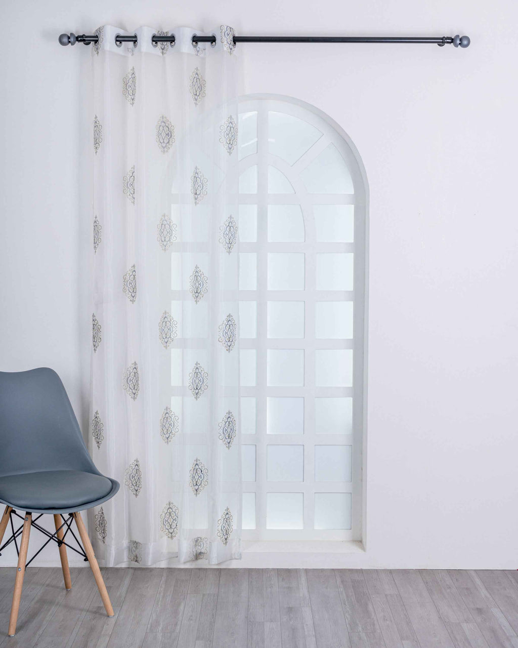 Parda online Premium Damas Design Embroidery Tissue Curtain with Soft & Durable Fabric
