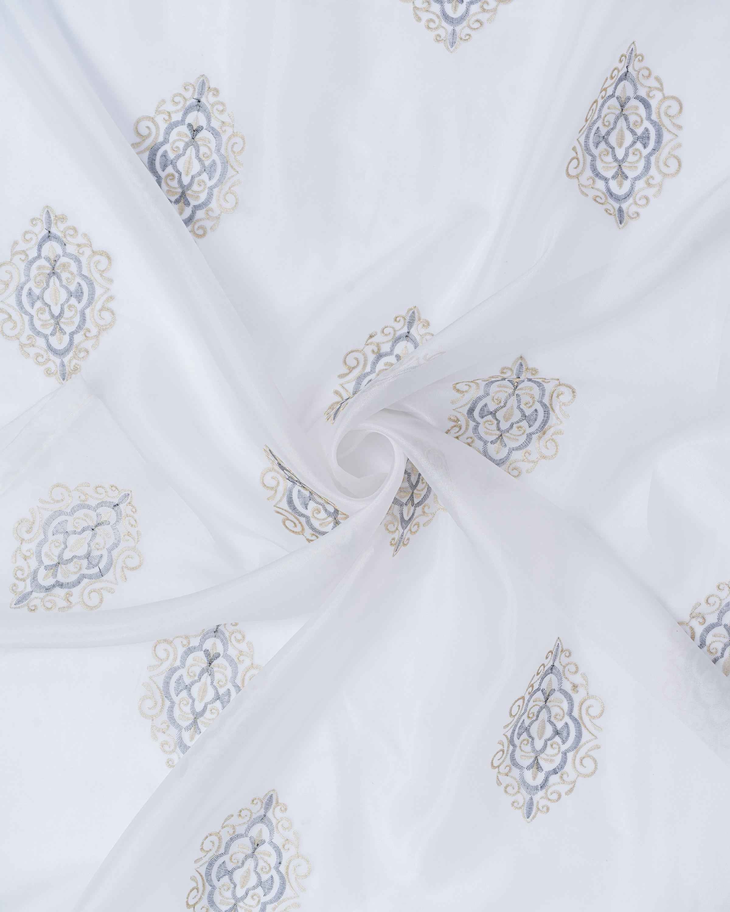 Parda online Premium Damas Design Embroidery Tissue Curtain with Soft & Durable Fabric