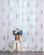 Parda online Premium Damas Design Embroidery Tissue Curtain with Soft & Durable Fabric