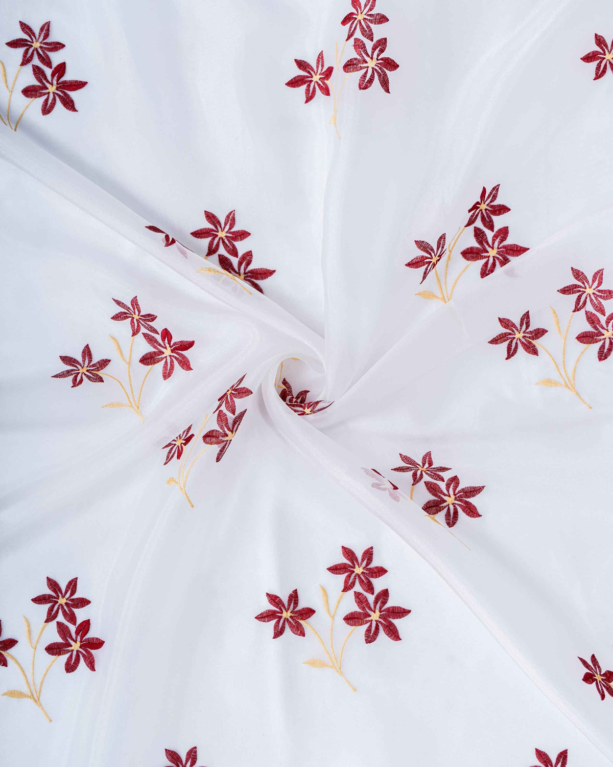 Parda online Premium 3 Flower Embroidery Tissue Curtain with Soft & Durable Fabric