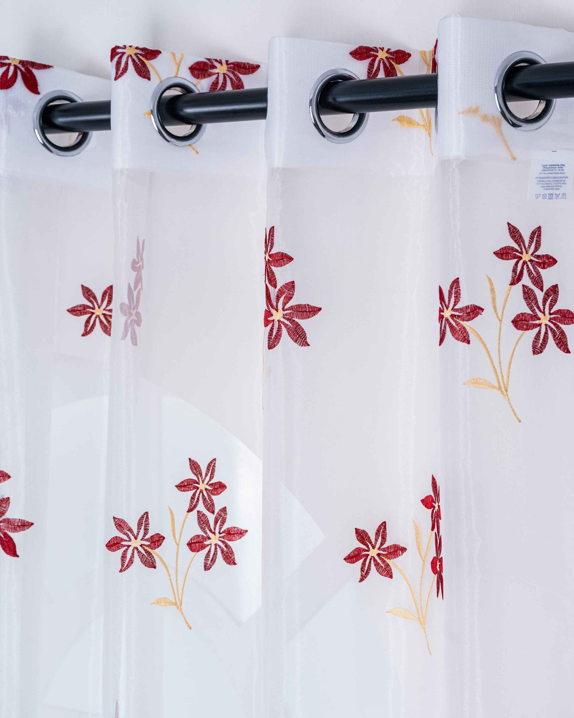 Parda online Premium 3 Flower Embroidery Tissue Curtain with Soft & Durable Fabric