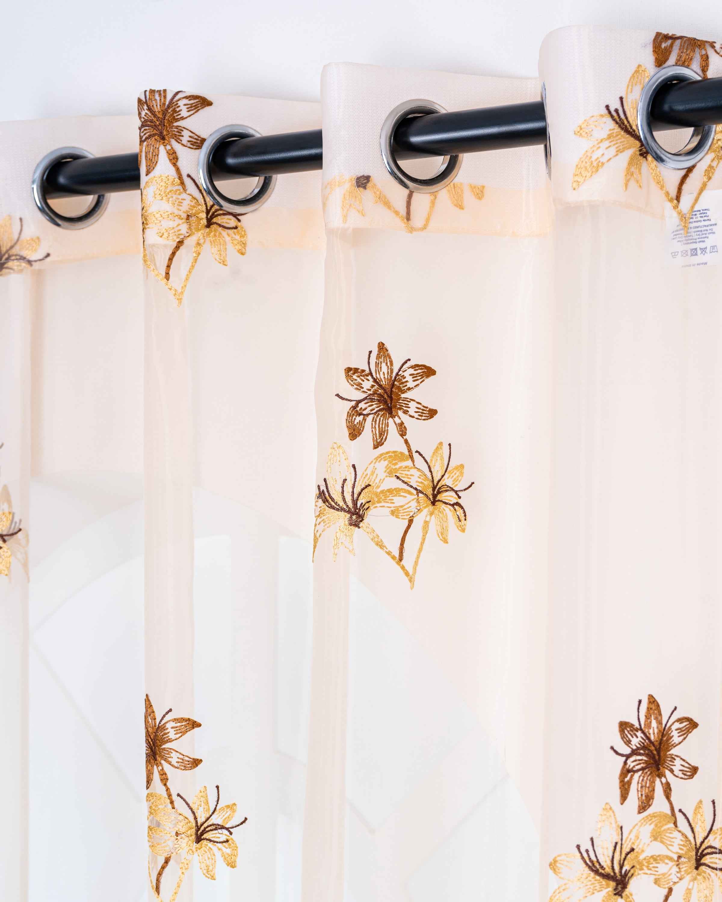 Parda online Premium 3 Flower Embroidery Tissue Curtain with Soft & Durable Fabric