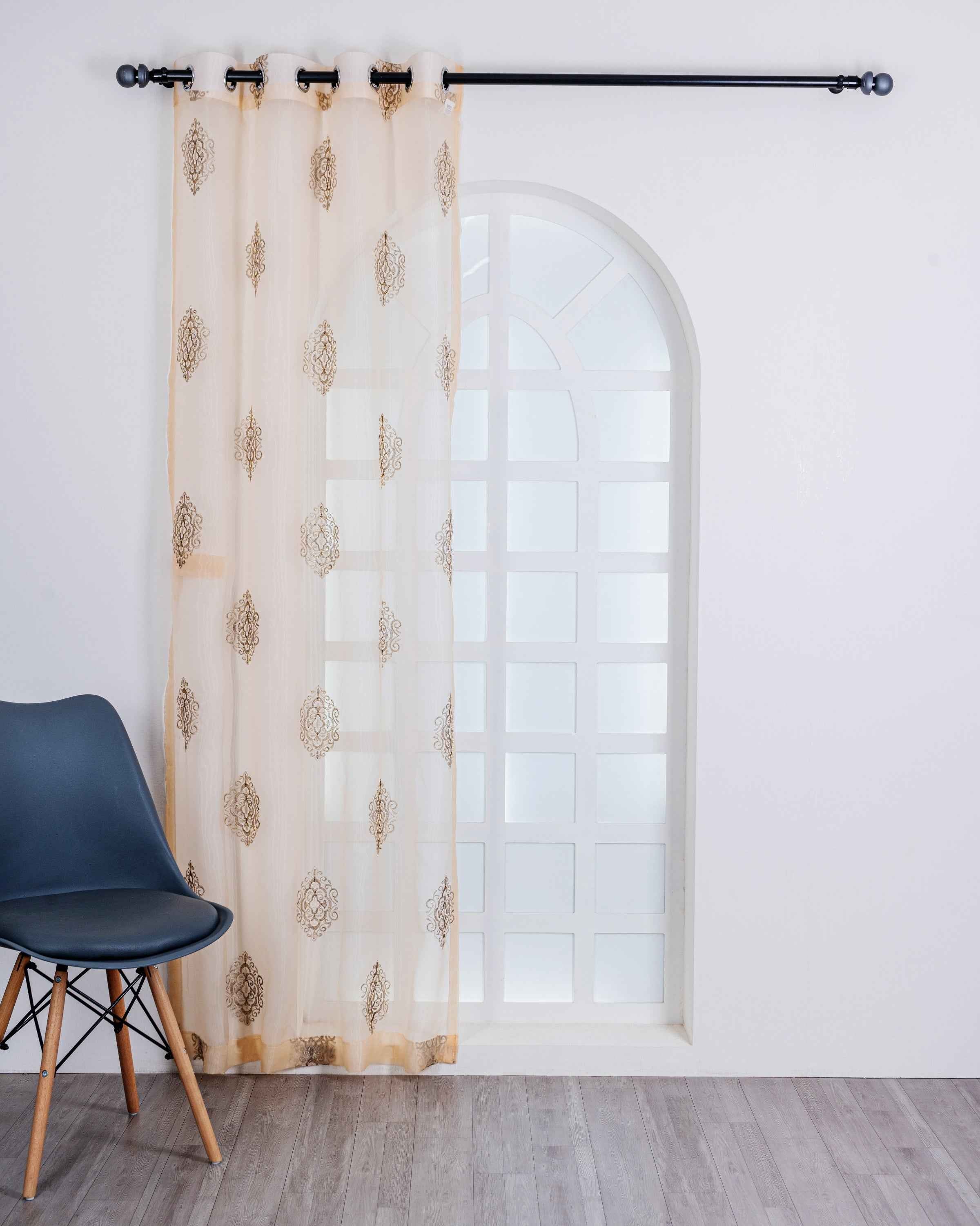 Parda online Premium Damas Design Embroidery Tissue Curtain with Soft & Durable Fabric