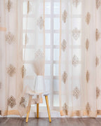 Parda online Premium Damas Design Embroidery Tissue Curtain with Soft & Durable Fabric