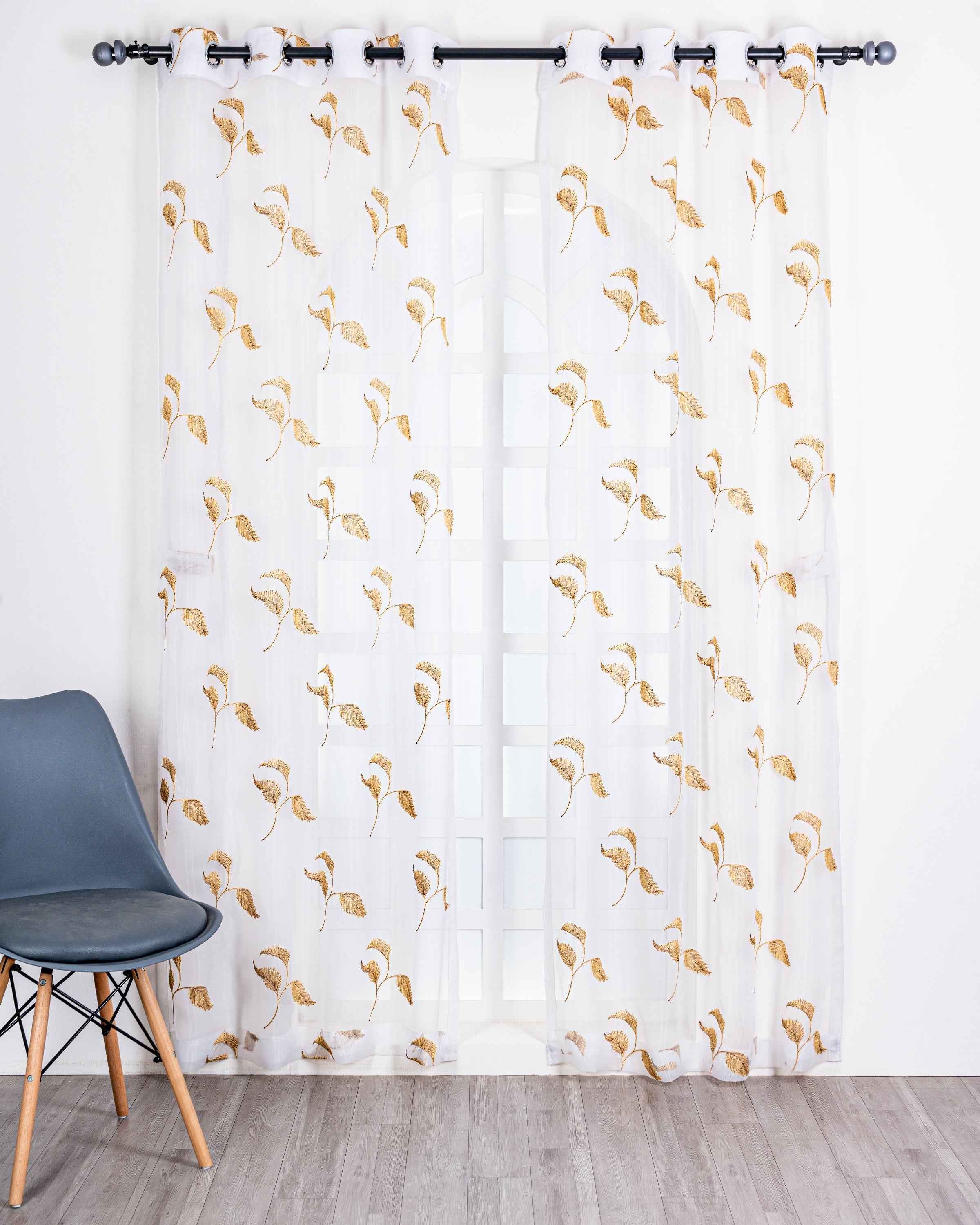 Parda online Premium Embroidery Tissue Fabric Curtain with Soft & Durable