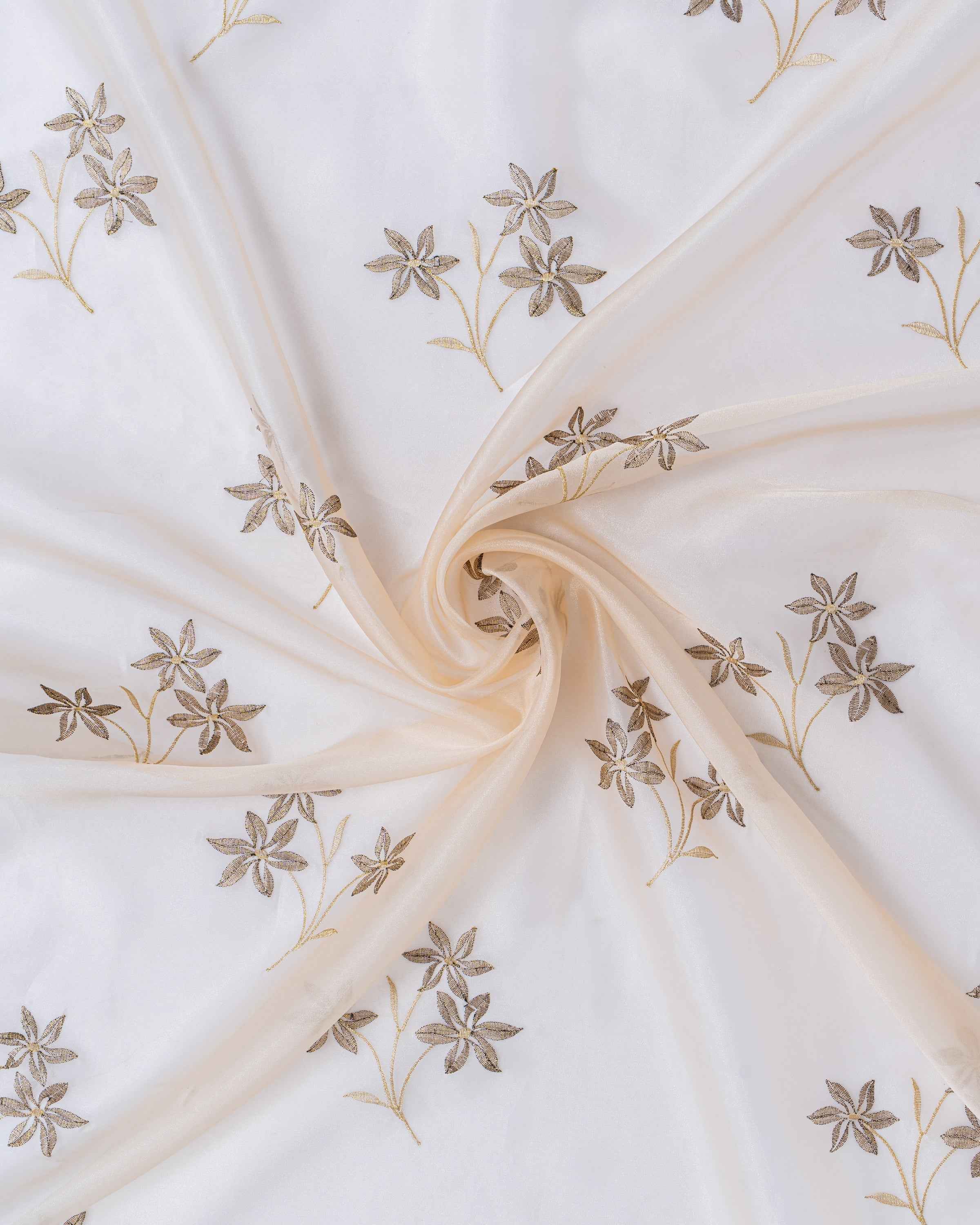 Parda online Premium 3 Flower Embroidery Tissue Curtain with Soft & Durable Fabric