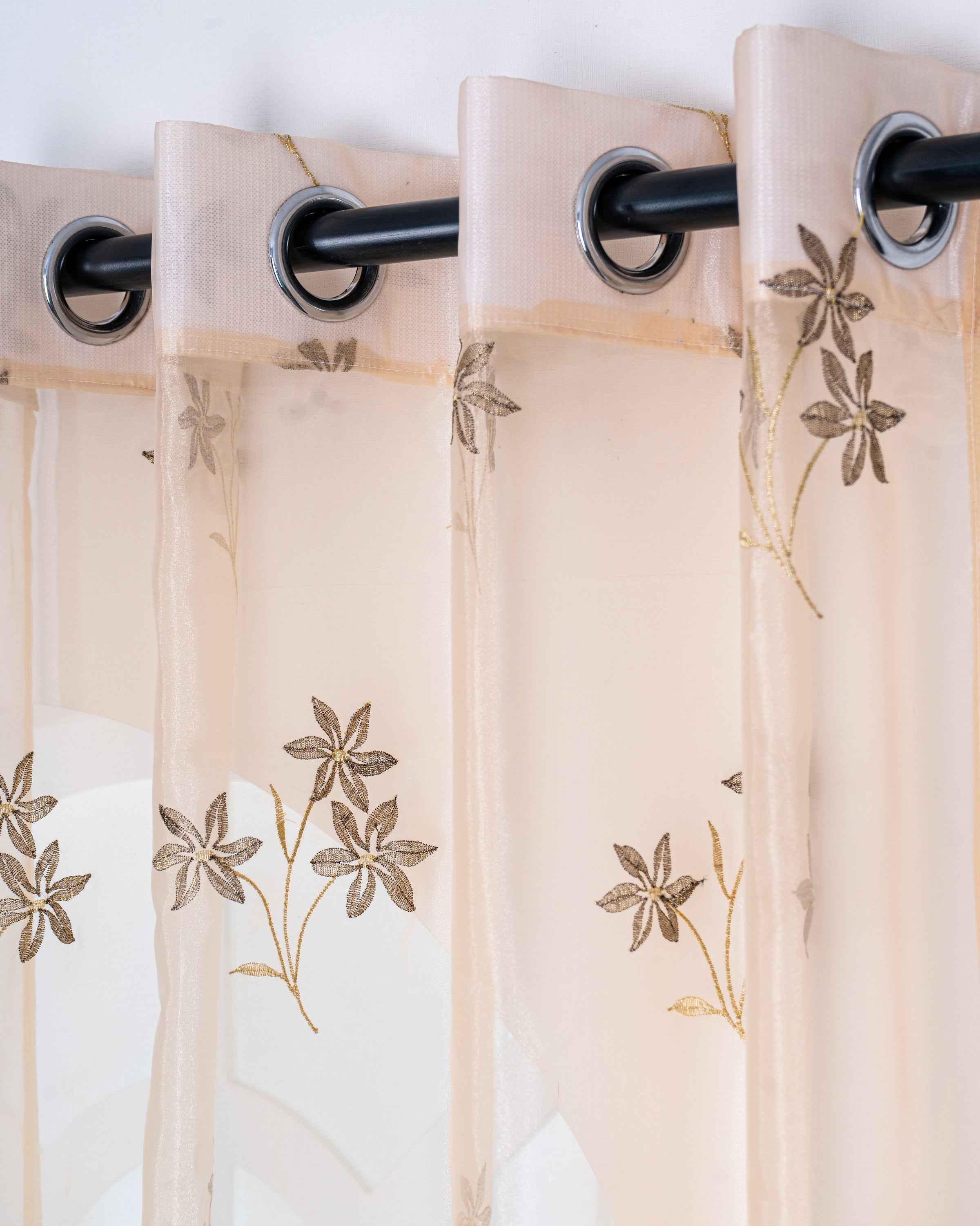 Parda online Premium 3 Flower Embroidery Tissue Curtain with Soft & Durable Fabric