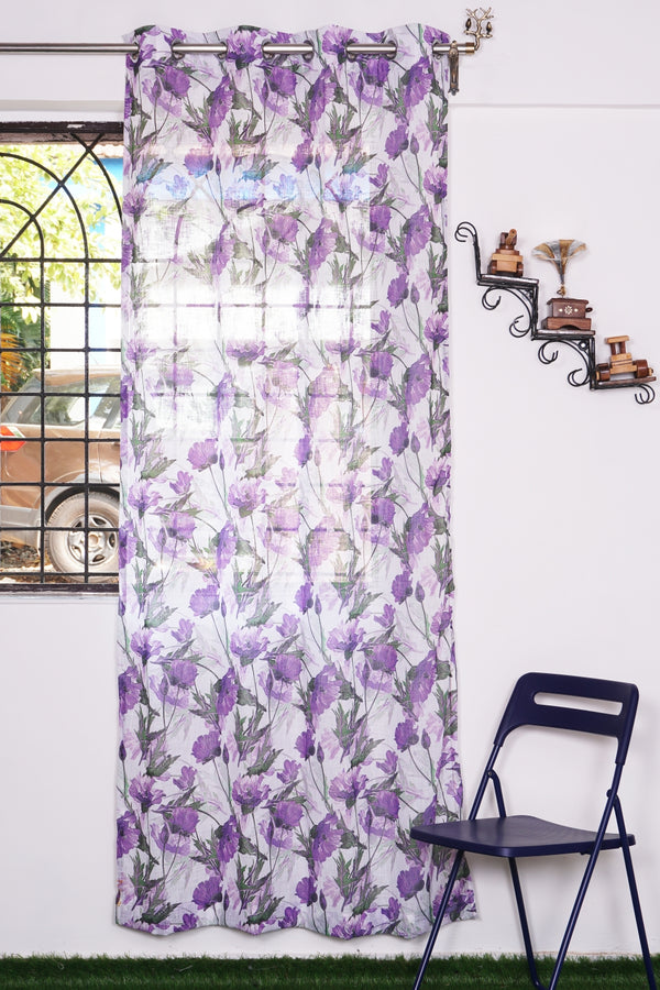 Cotton Printed Linen Long Single Curtain