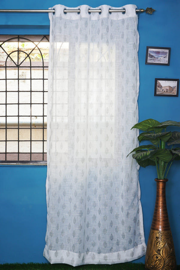 Cotton Linen Fabric Silver Foiling Curtain