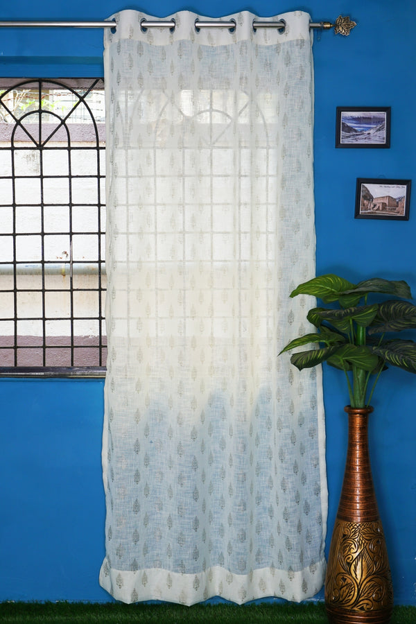 Cotton Linen Fabric Silver Foiling Curtain