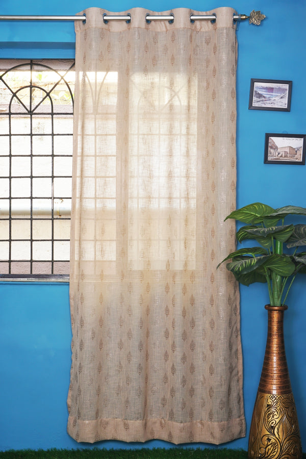 Cotton Linen Fabric Silver Foiling Curtain