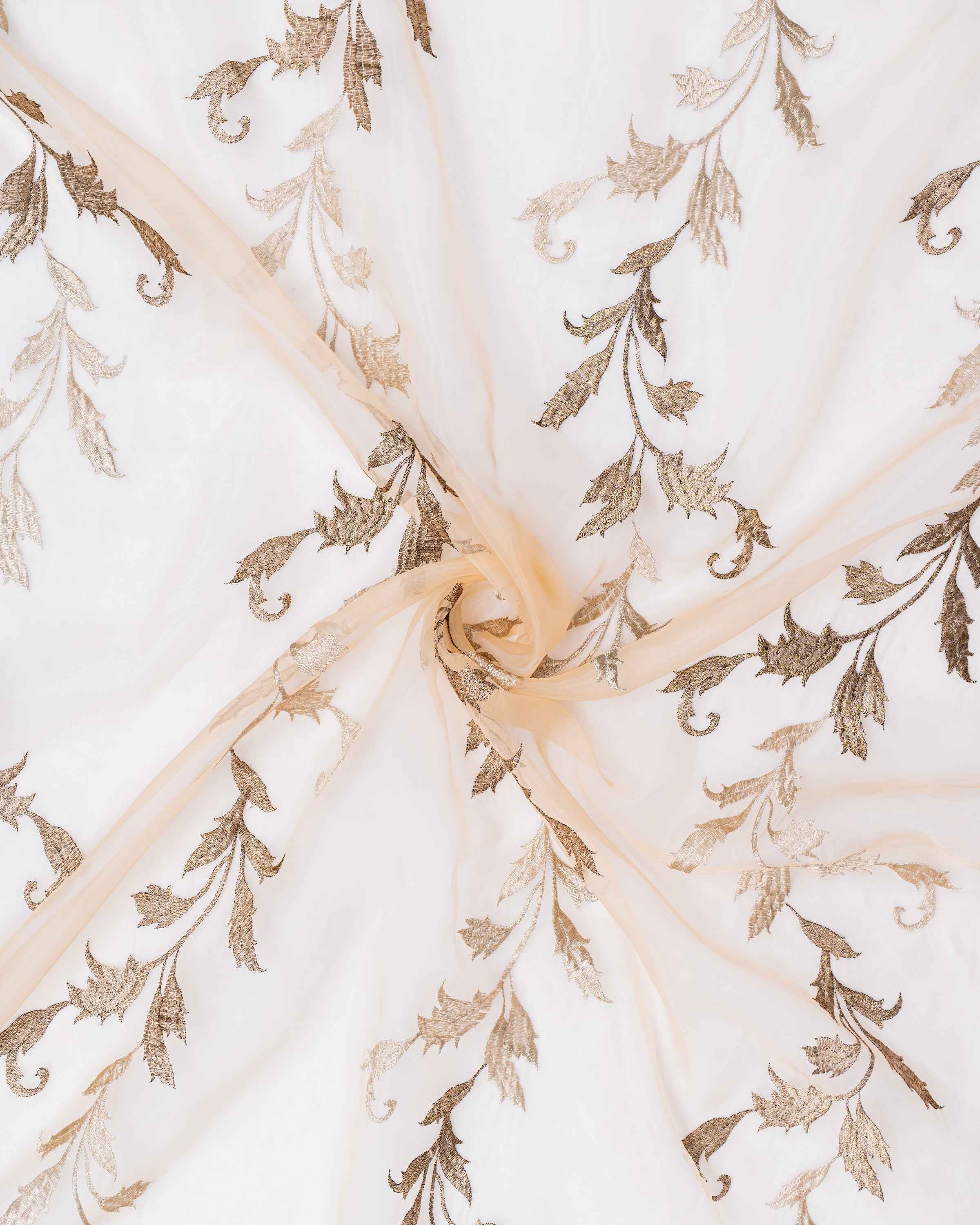 Parda online Premium Leaf Design Embroidery Tissue Curtain with Soft & Durable Fabric