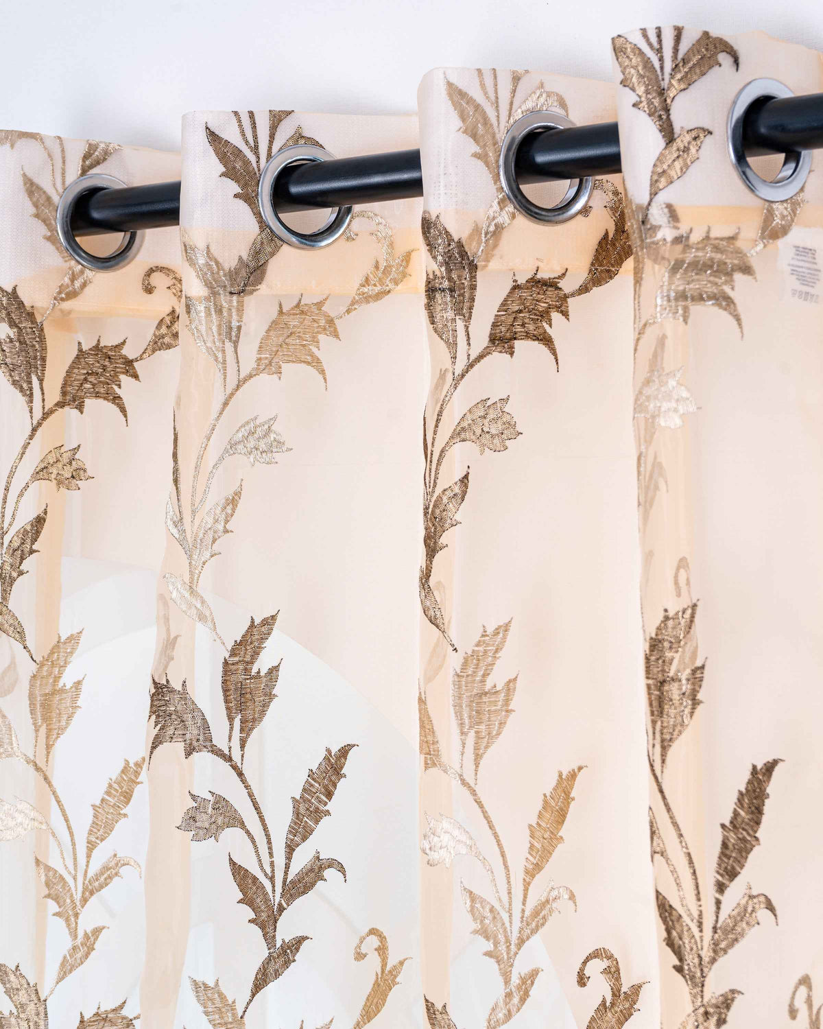 Parda online Premium Leaf Design Embroidery Tissue Curtain with Soft & Durable Fabric