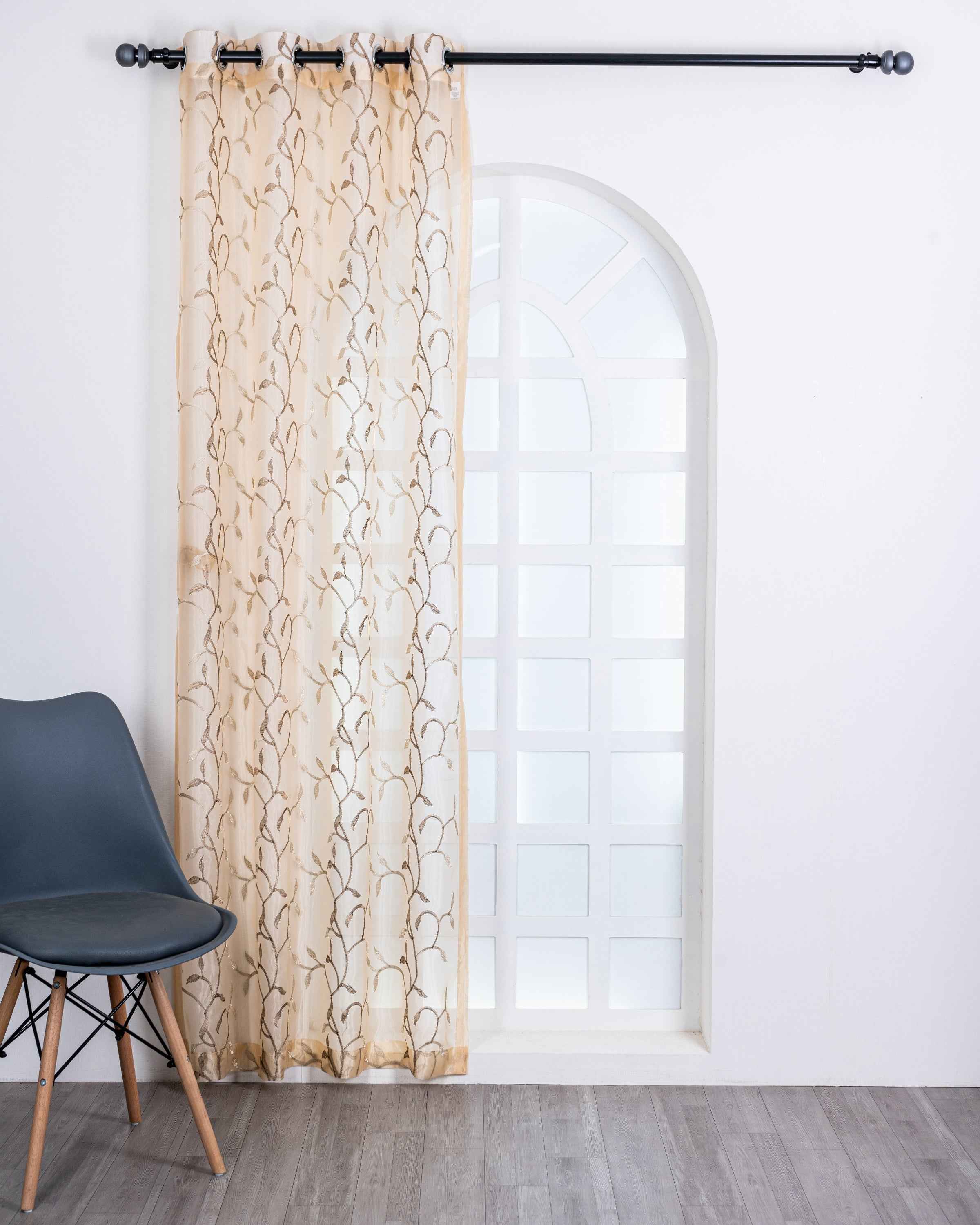 Parda online Premium Floral Design Embroidery Tissue Fabric Curtain with Soft & Durable