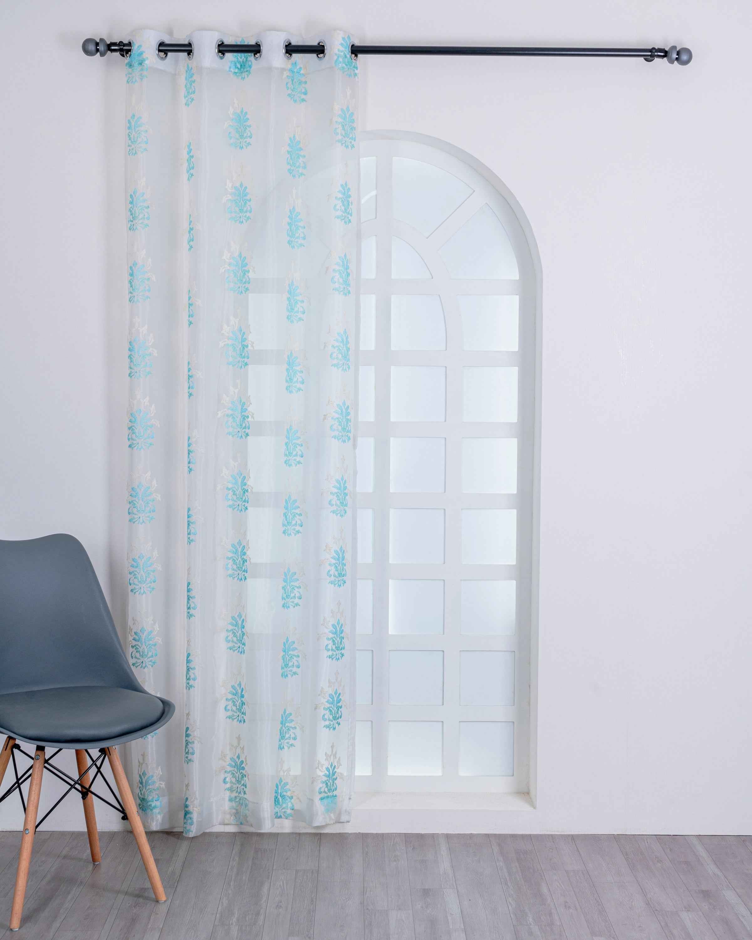 Parda online Premium Damas Design Embroidery Tissue Curtain with Soft & Durable Fabric