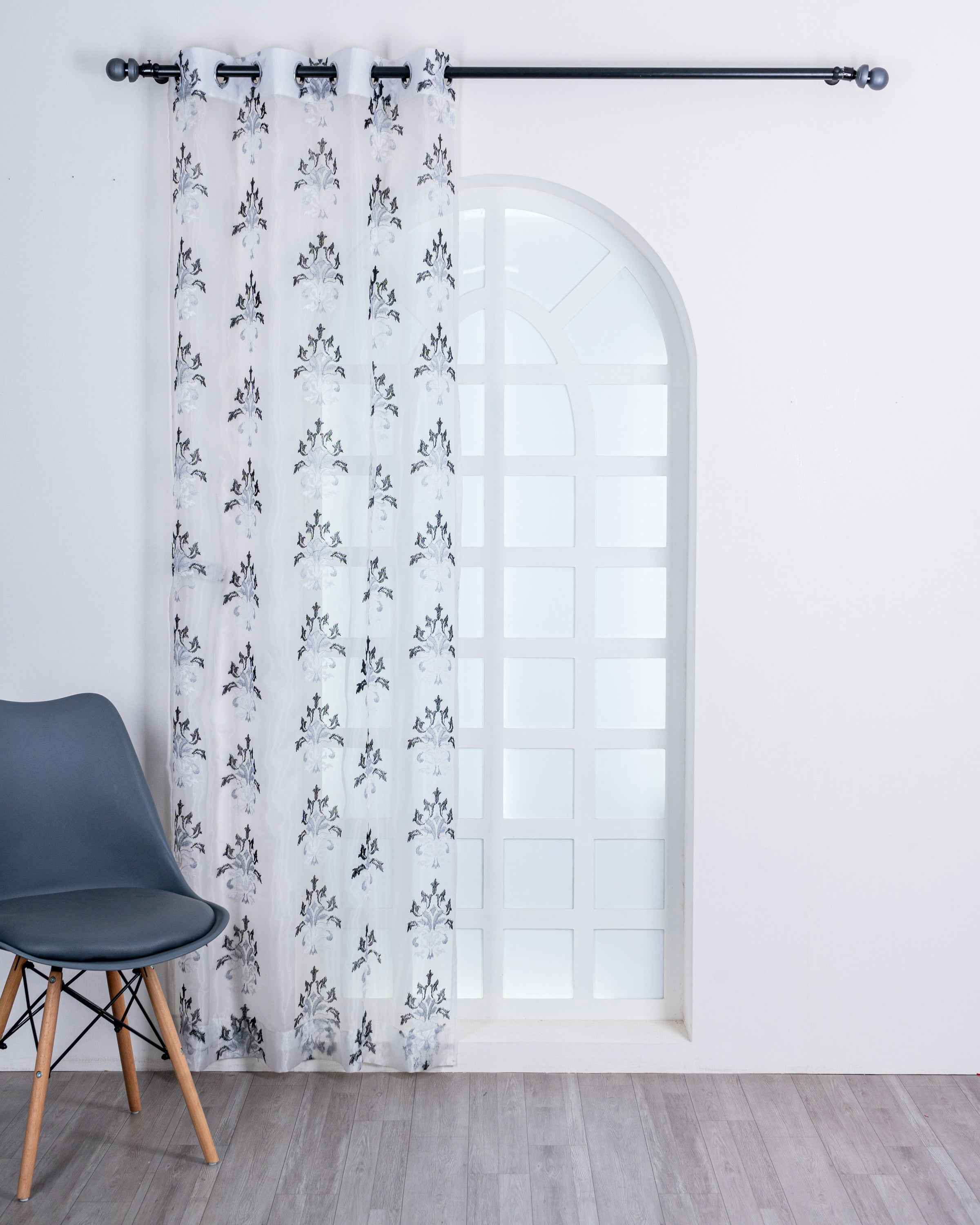 Parda online Premium Damas Design Embroidery Tissue Curtain with Soft & Durable Fabric