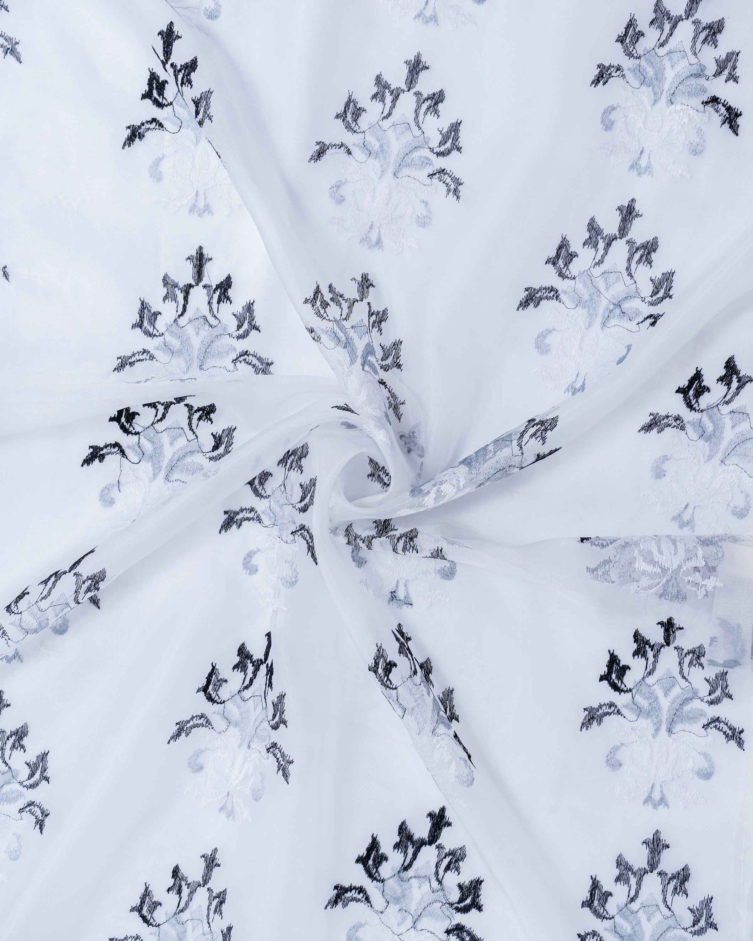 Parda online Premium Damas Design Embroidery Tissue Curtain with Soft & Durable Fabric