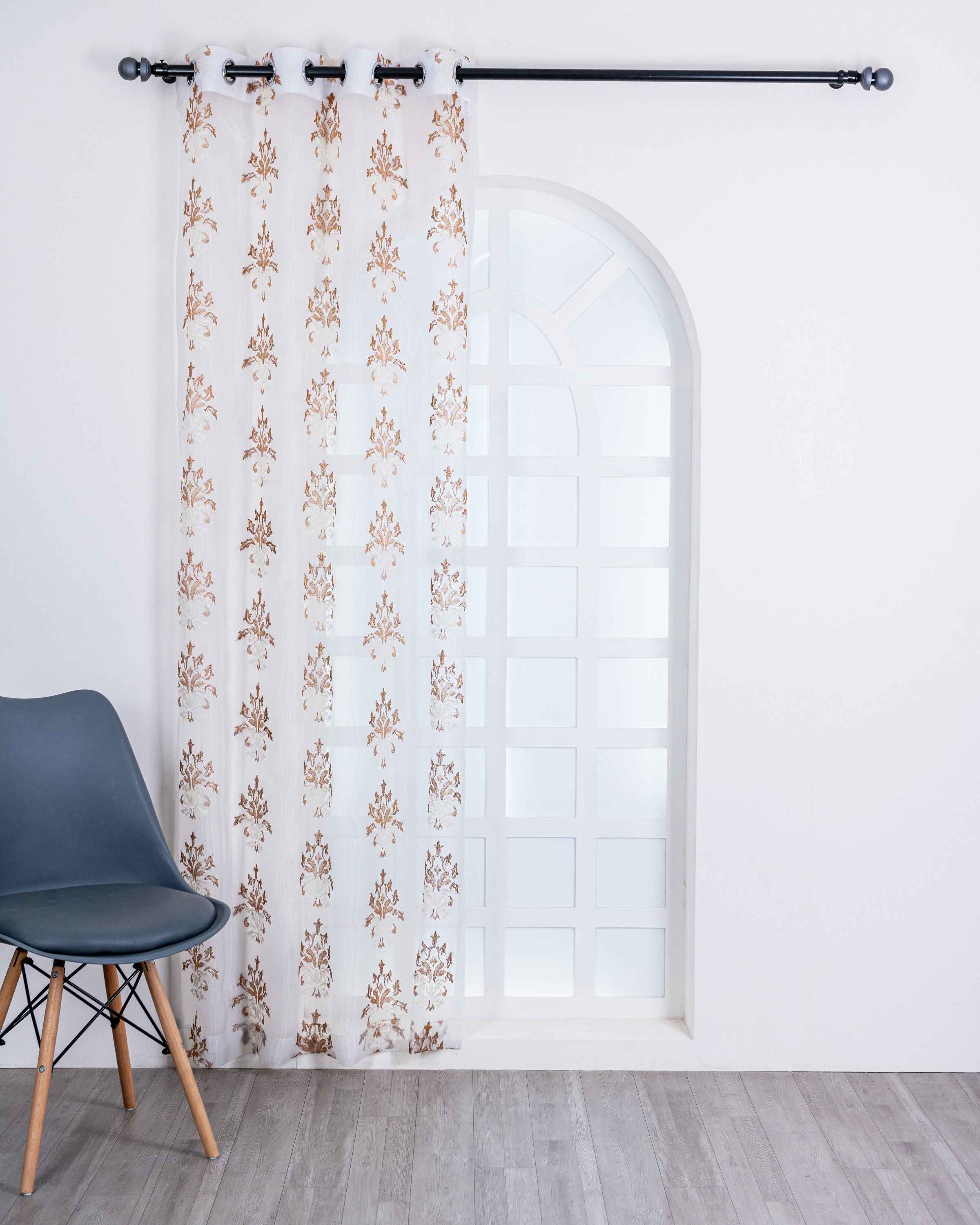 Parda online Premium Damas Design Embroidery Tissue Curtain with Soft & Durable Fabric