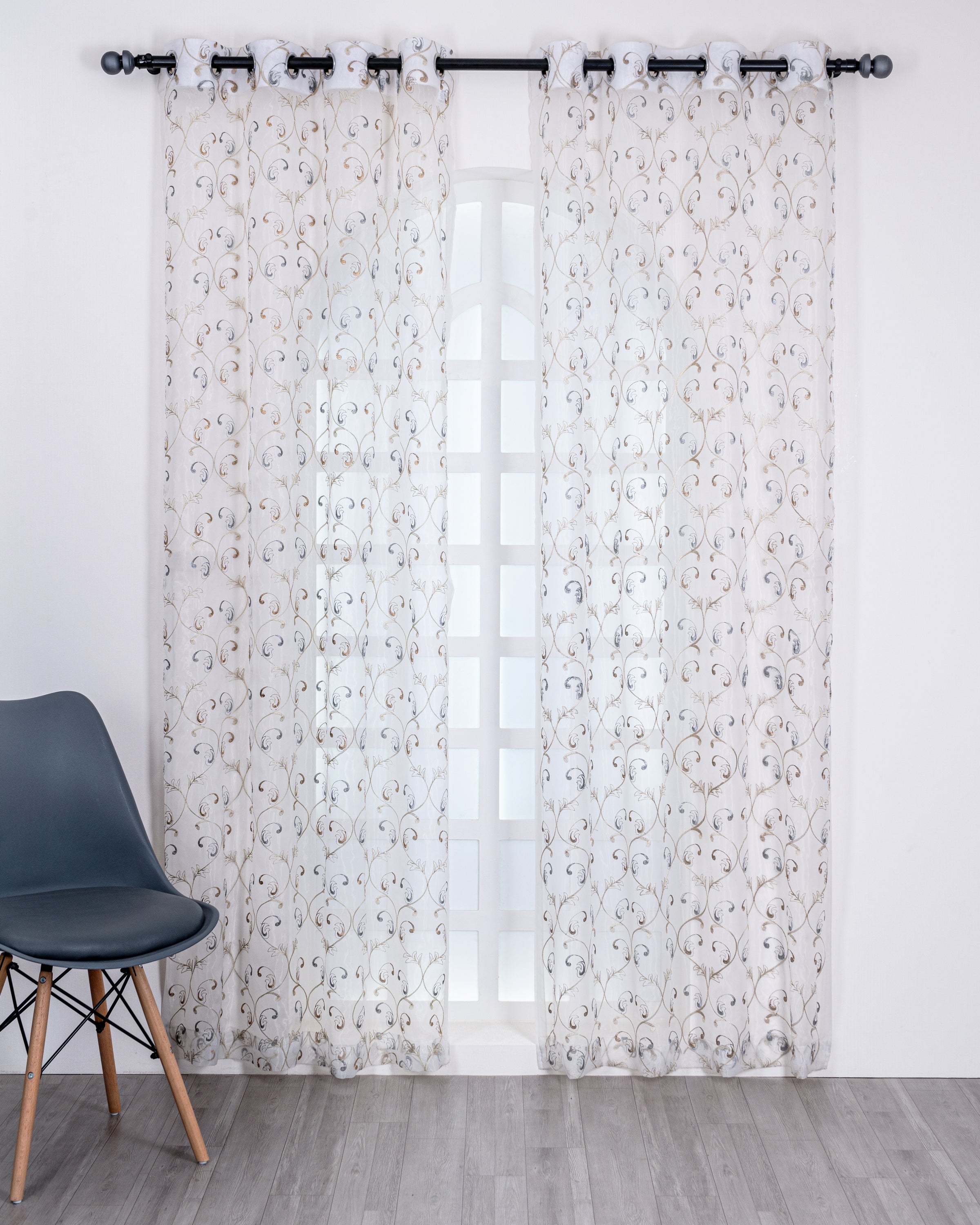 Parda online Premium Embroidery Tissue Fabric Curtain with Soft & Durable