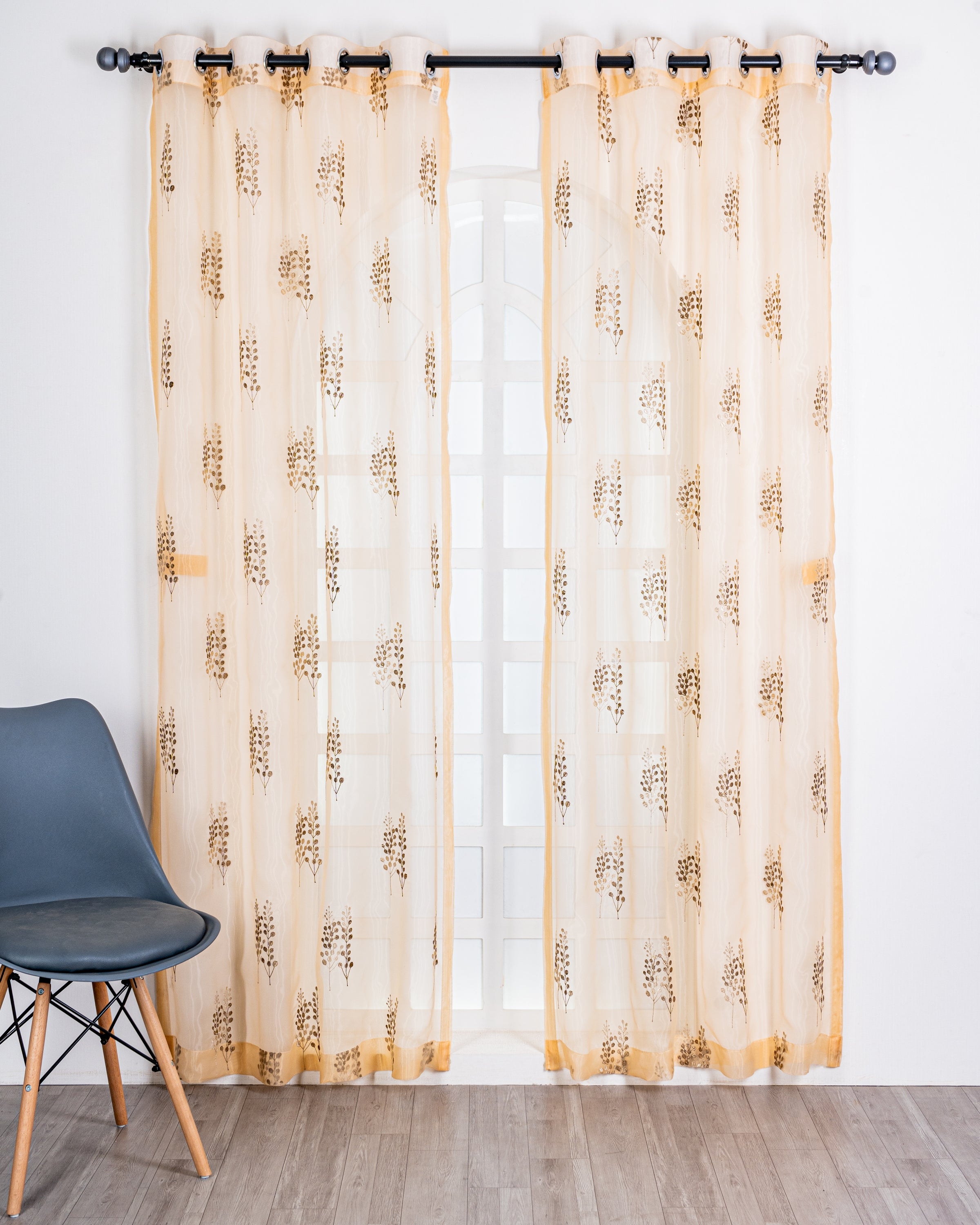 Parda online Premium Embroidery Tissue Fabric Curtain with Soft & Durable