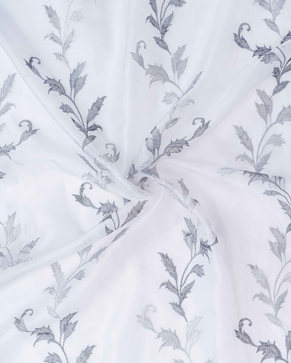 Parda online Premium Leaf Design Embroidery Tissue Curtain with Soft & Durable Fabric