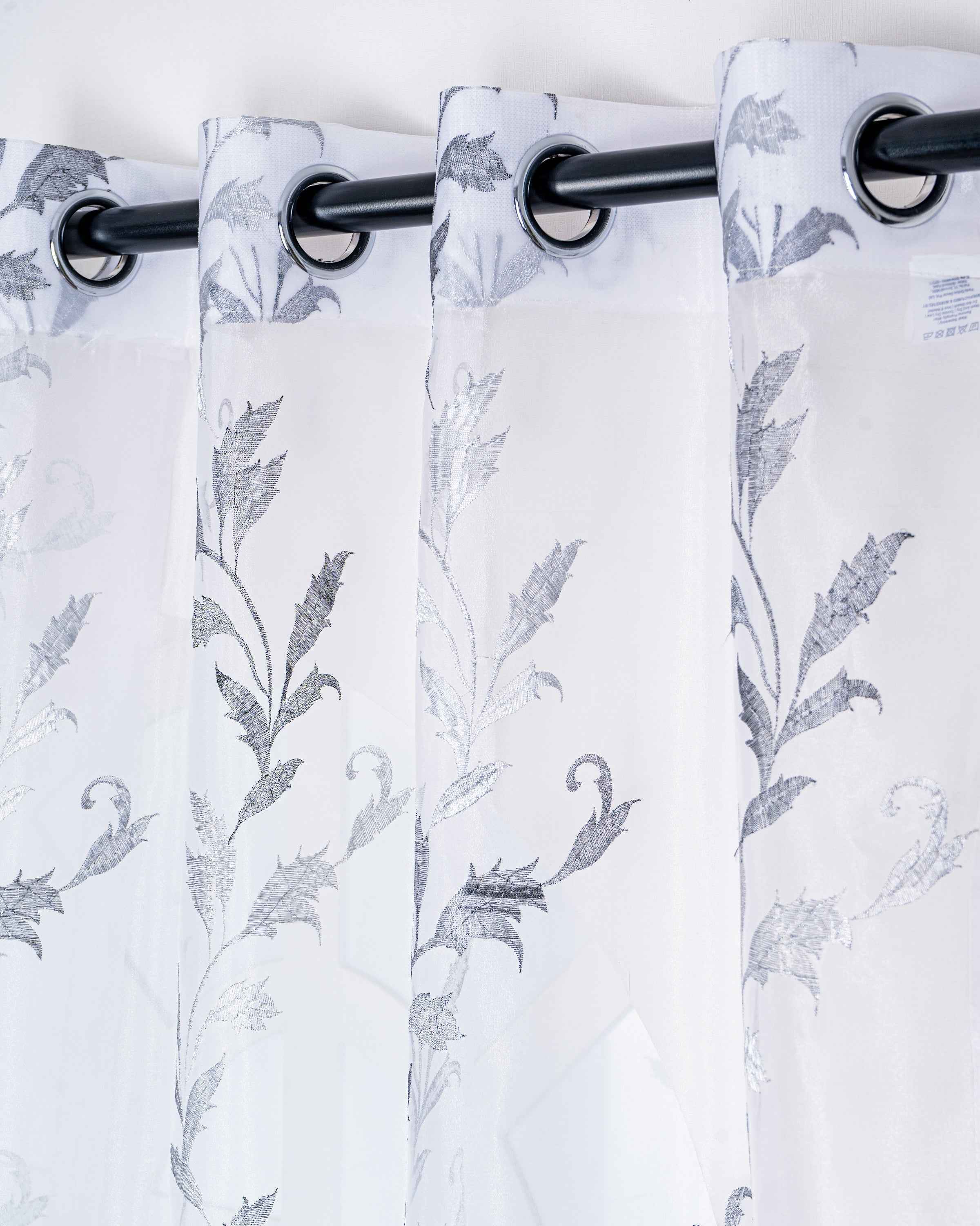 Parda online Premium Leaf Design Embroidery Tissue Curtain with Soft & Durable Fabric