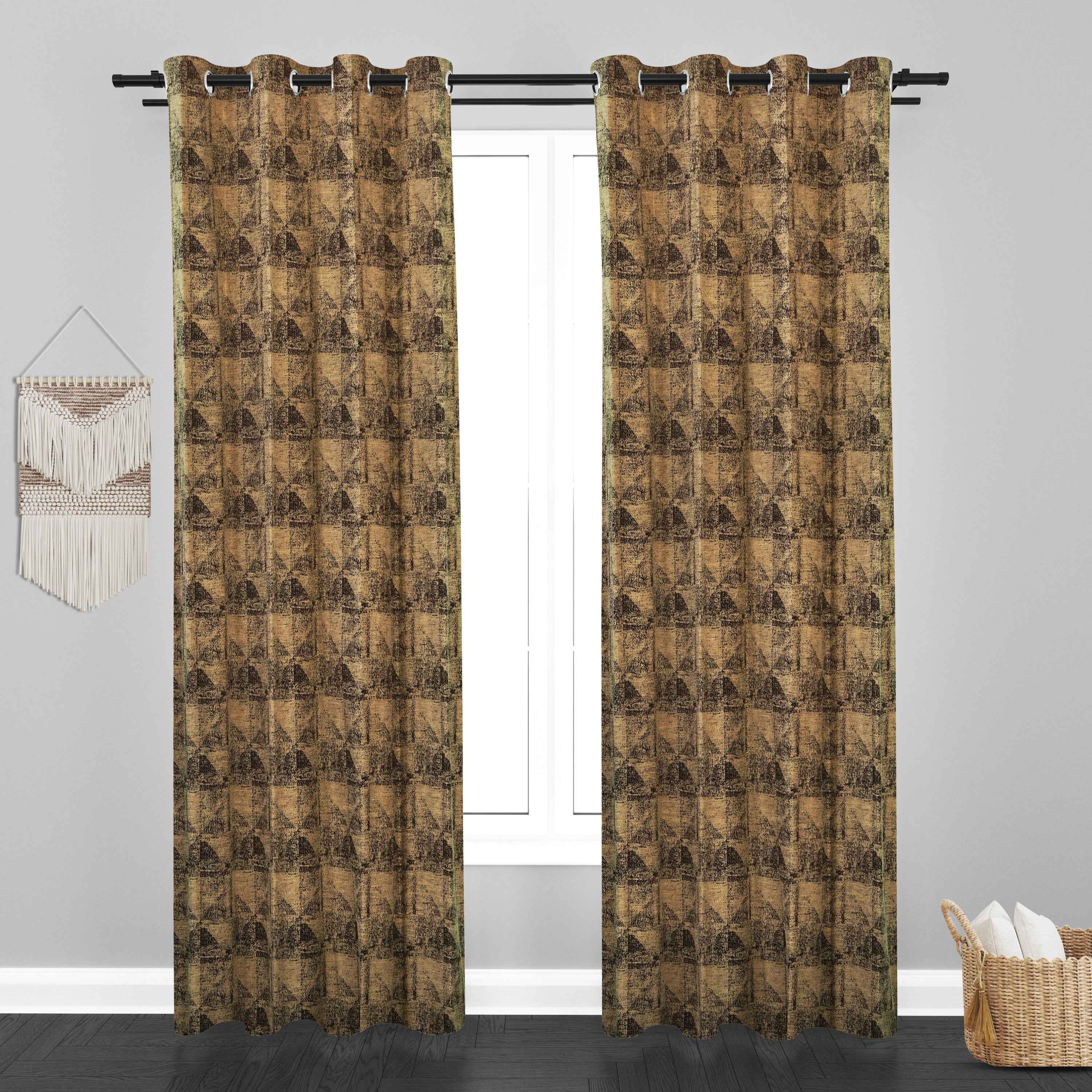 Glamour Texure Design Soft Jaquard Fabric Curtain - Brown