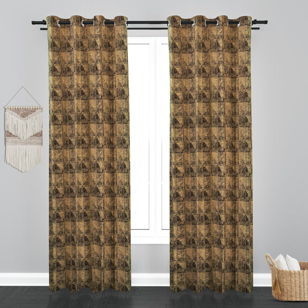 Glamour Texure Design Soft Jaquard Fabric Curtain - Brown