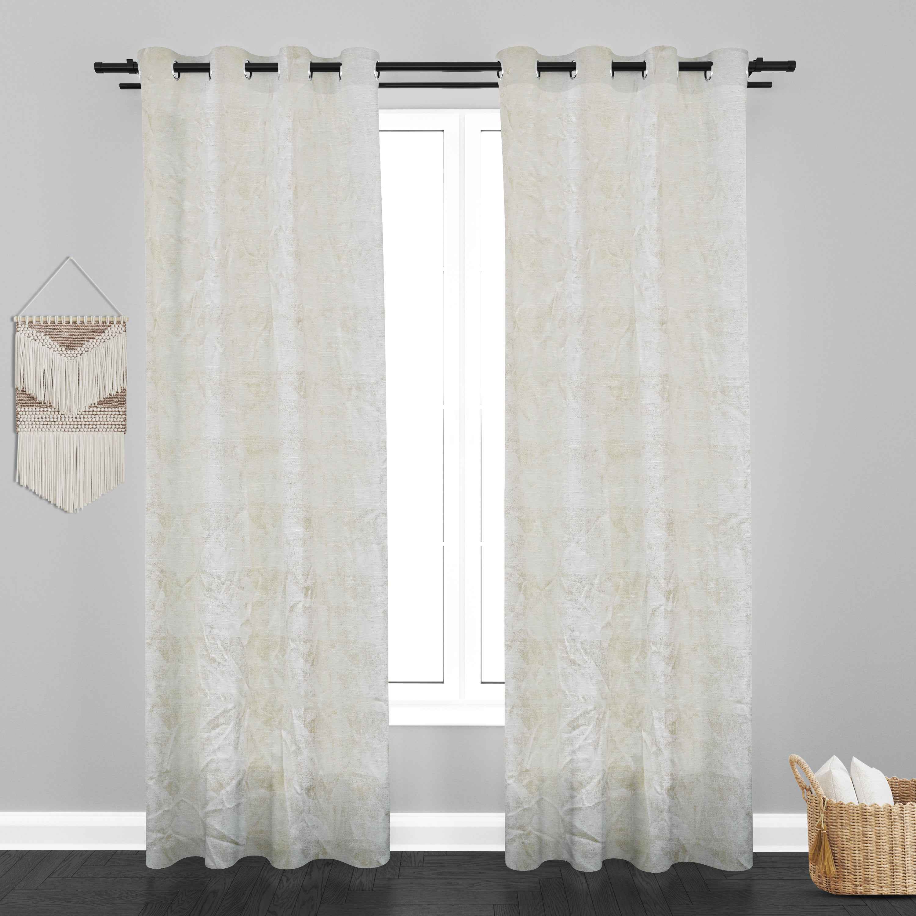 Glamour Texure Design Soft Jaquard Fabric Curtain - Off White
