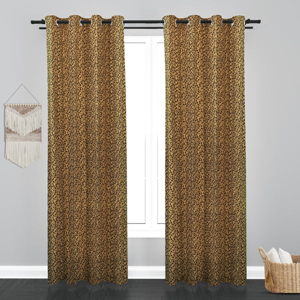 Glamour Small Keaf Design Soft Jaquard Fabric Curtain - Brown