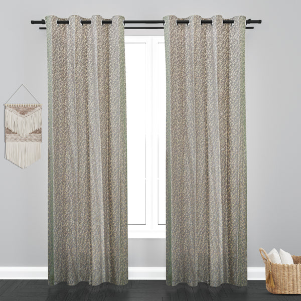 Glamour Small Keaf Design Soft Jaquard Fabric Curtain - Grey