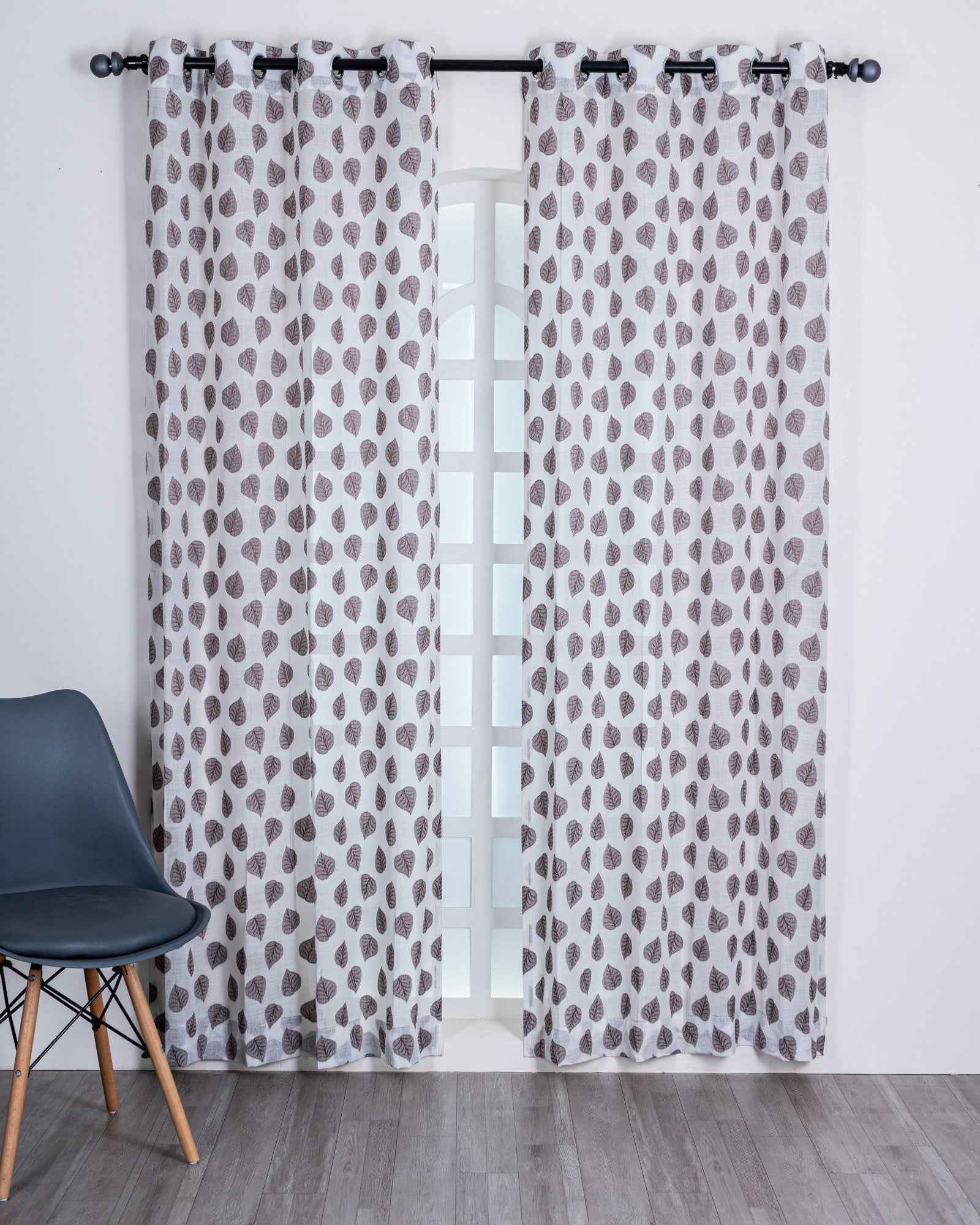 Parda online Premium Jacquard Linen Curtain with Leaf Design with Soft & Durable Fabric