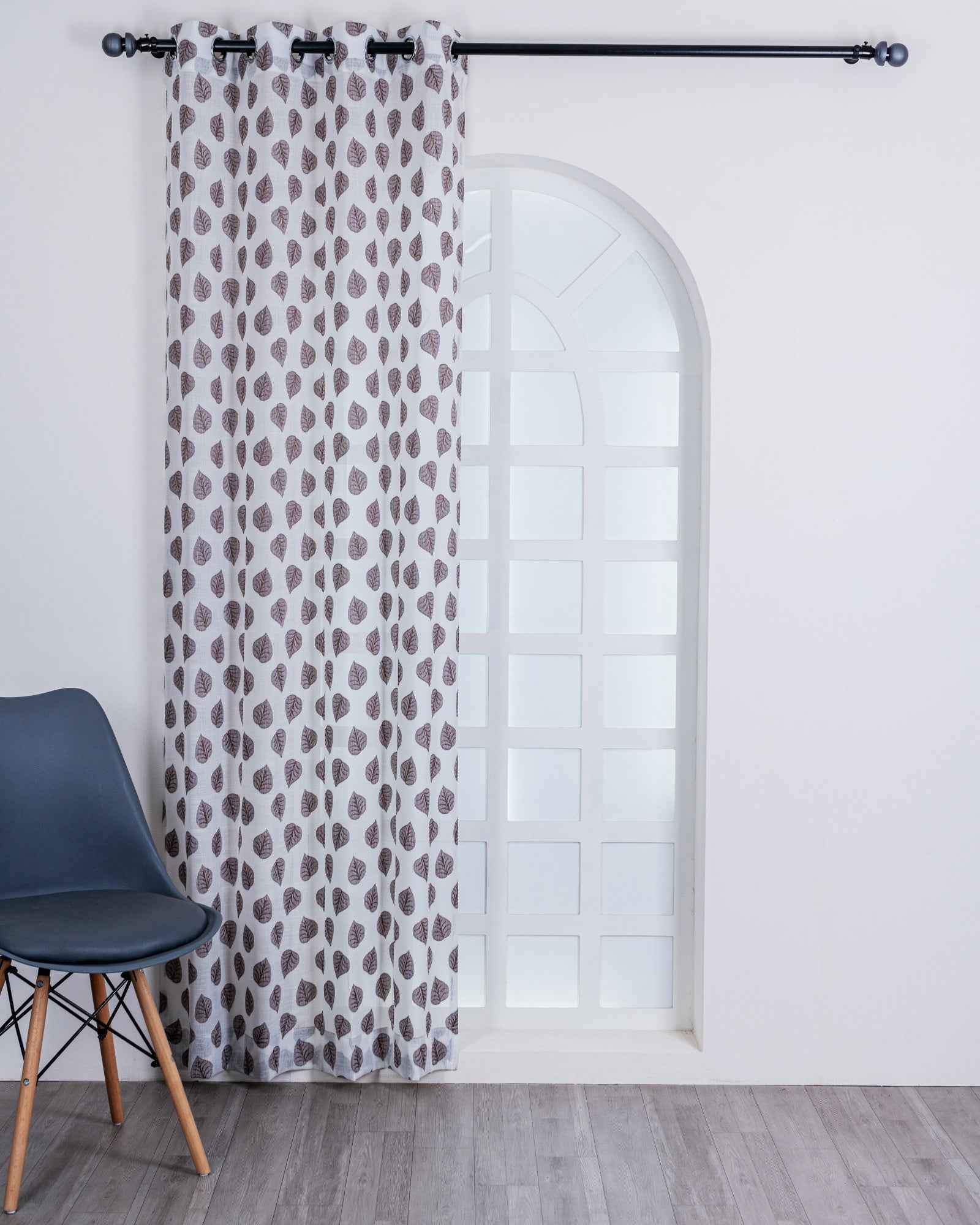 Parda online Premium Jacquard Linen Curtain with Leaf Design with Soft & Durable Fabric