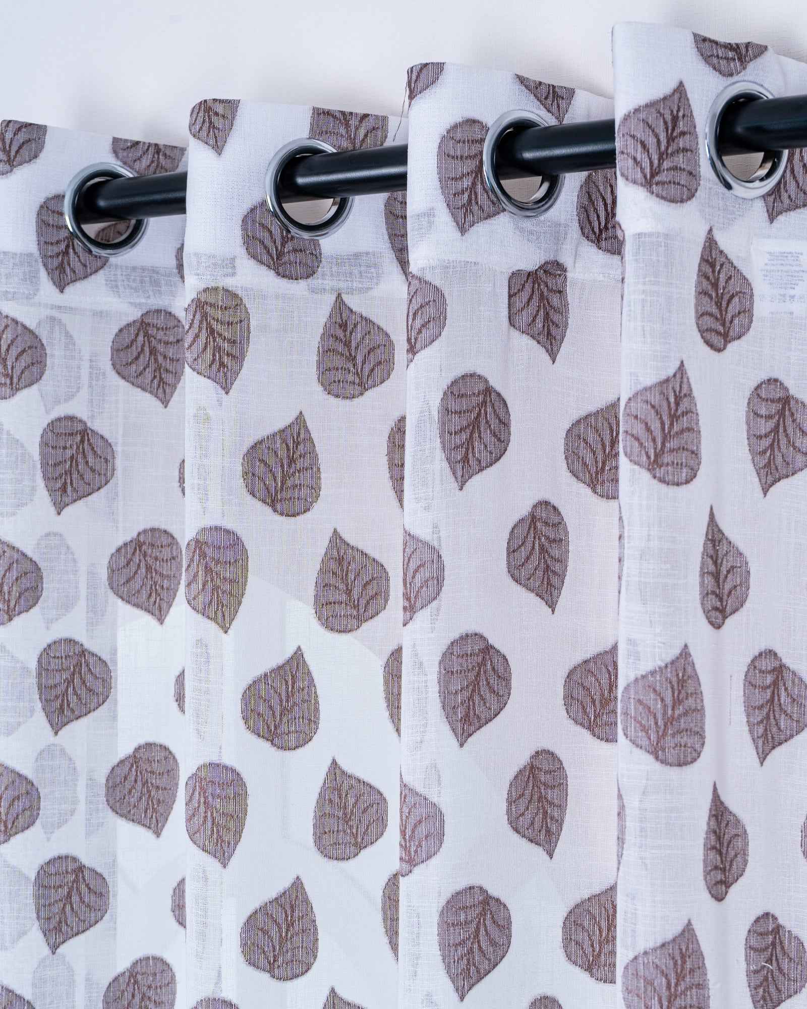 Parda online Premium Jacquard Linen Curtain with Red Leaf Design with Soft & Durable Fabric
